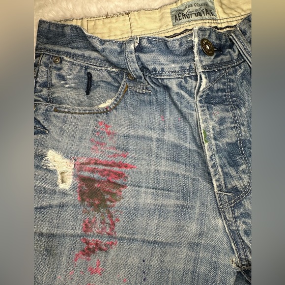 ⚡️Rad Thrashed Vintage Y2K Distressed Paint Boyfriend Fit Aeropostale Blue Jeans - Picture 6 of 13